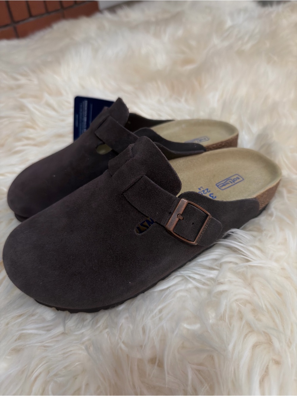 Birkenstock Suede Slip-On Clog with Adjustable Buckle - Dark Brown 5 size